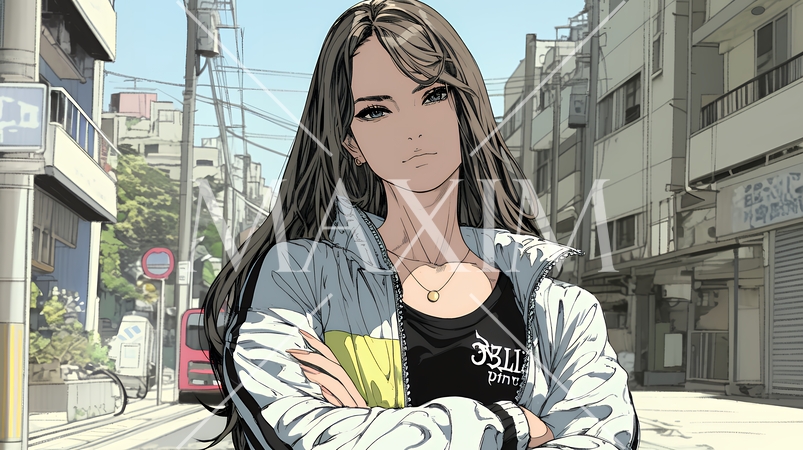 意地悪そうな（攻撃的な）顔をしている若い女性