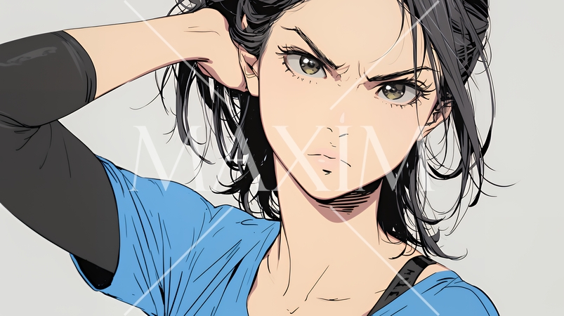 疑問や心配事、不快感、不満などを感じを感じて眉を潜めている若い女性