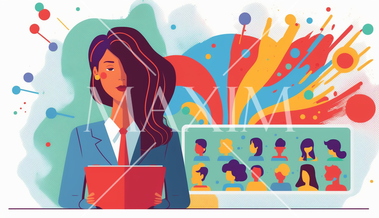 仕事の教育とトレーニングの女性インストラクター：ビジネススキルの向上、トレーニングセッション。