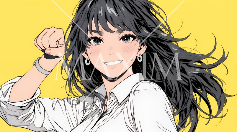 ガッツポーズ（拳を握って力強く）をしているビジネスウーマン