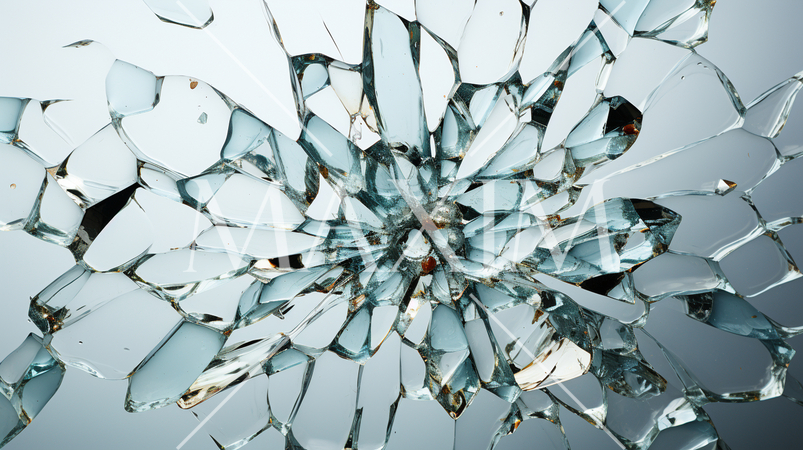 ガラスにできた弾痕：精緻CG