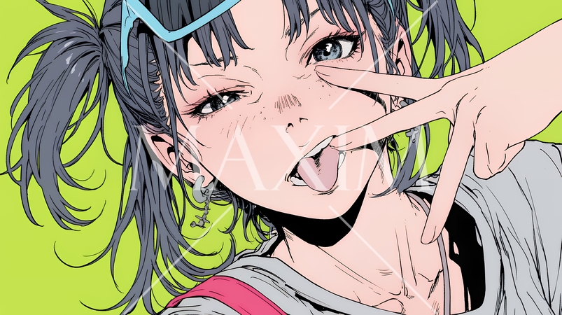 あっかんべー：舌を出して思いっきり相手を馬鹿にしている様子