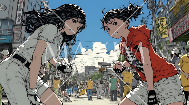 若い女性のストリートファイター