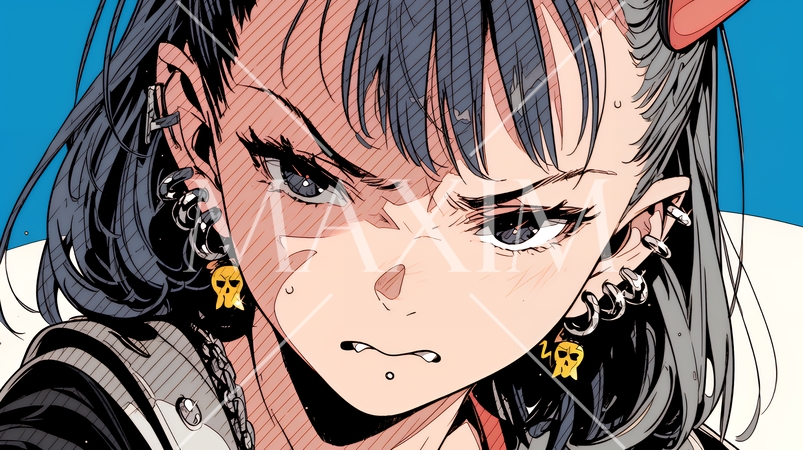 口と顔を歪めて嫌な感情を表している若い女性