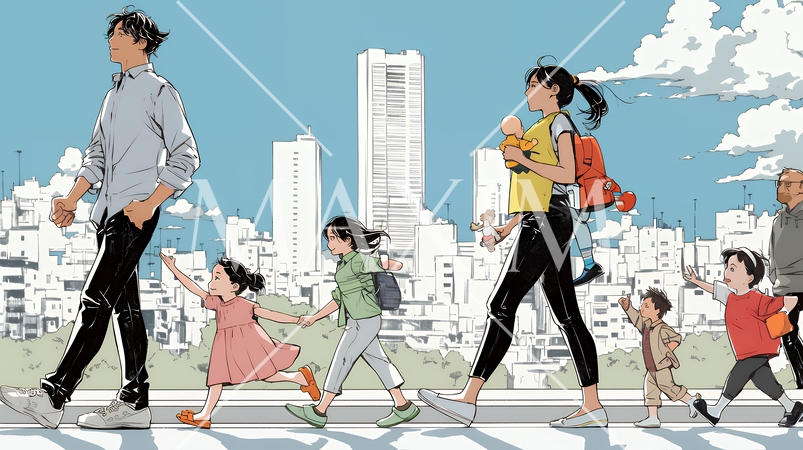 ワーク・ライフ・バランス：ビジネスパーソンが仕事と家庭のバランスをとっている