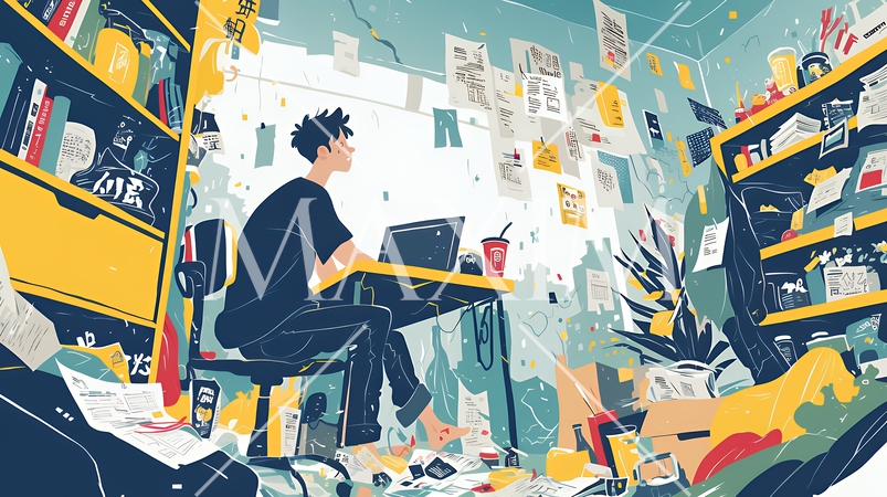 経済的に追い詰められ、部屋で悩む男性