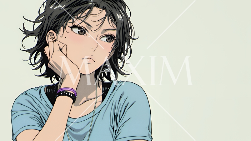 疑問や心配事、不快感、不満などを感じを感じて眉を潜めている若い女性