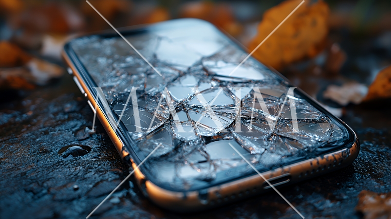 画面に危機的なヒビの入ったスマートフォン