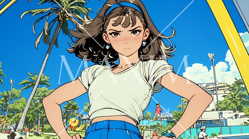 生意気な（挑戦的・自信満々・勝ち誇った）顔をしている女の子