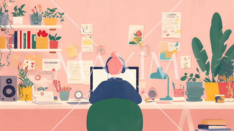 テレワーク／リモートワーク（場所に縛られない働き方）（POPな表現）