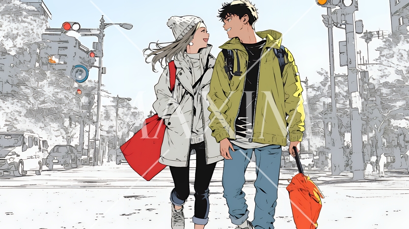 希望に満ちたライフスタイルを過ごす若いカップル：未来を見つめている