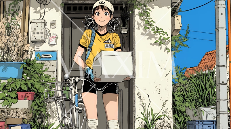 若い女性の宅配配達員（ドライバー）