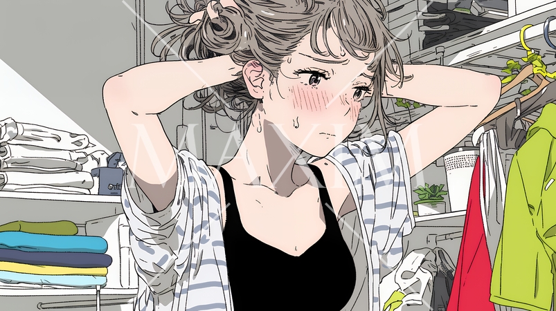 恥ずかしがって顔を赤らめている女性（異性を意識して？）