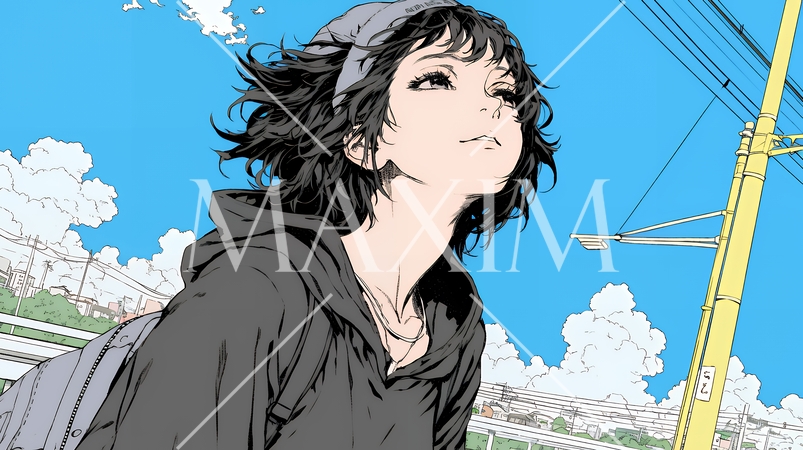 ぼんやり空を見上げている若い女性