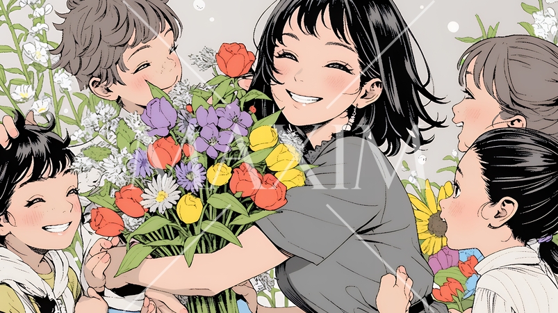 幸せ家族の母の日