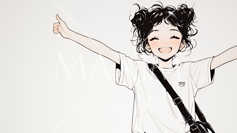 満面の笑みでYesと言っている若い女性（シンプルな色使い）