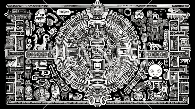 古代の壁画の背景：災害の様子を表したとされる（フェイク）