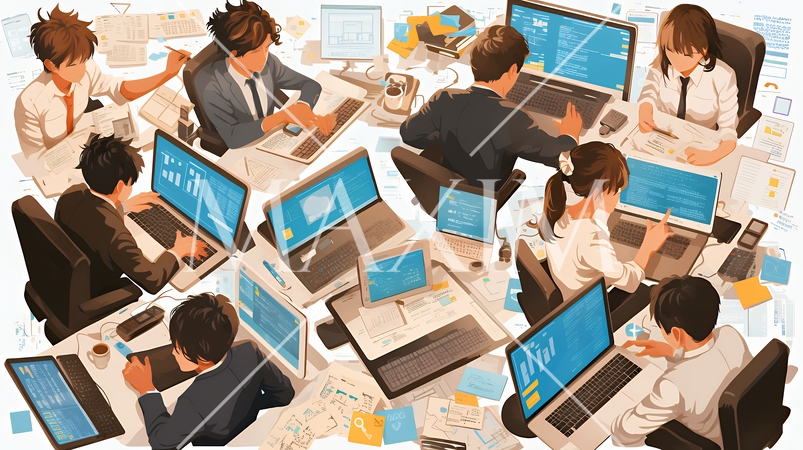 ビジネスは様々な要素と人々が絡み合っていることをイメージ