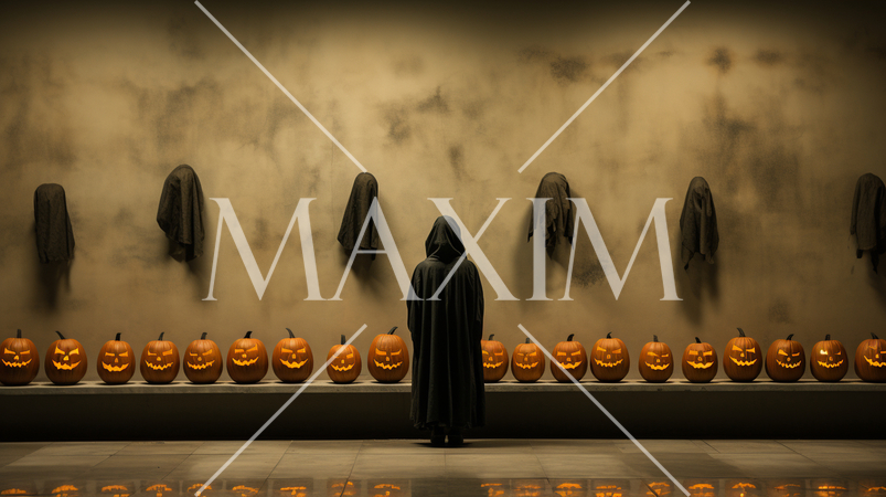 ハロウィンの基本的要素を捉えたミニマルアート（minimalism）な表現：精緻CG