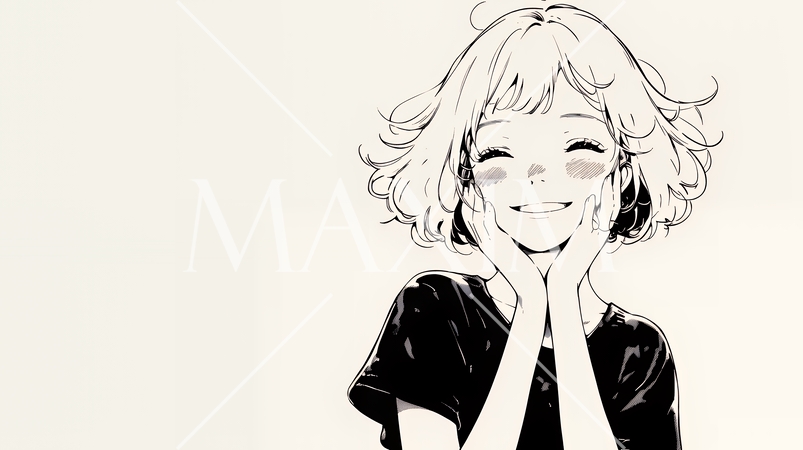 満面の笑みでYesと言っている若い女性（シンプルな色使い）