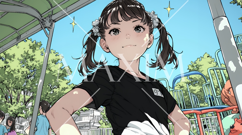 生意気な（挑戦的・自信満々・勝ち誇った）顔をしている女の子