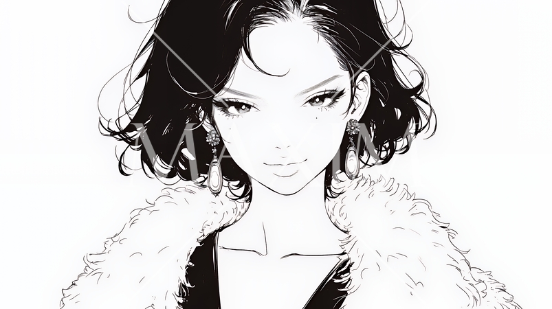 悪巧みをしている女性（シンプルな色使い）