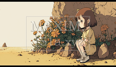 まかぬ種は生えぬ：花の種をまいていなにのに、毎日のように早く芽が出ろと眺めている少女 | 4302611-17846