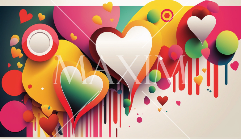 ハートがいっぱいのコピースペースのあるカラフルな背景