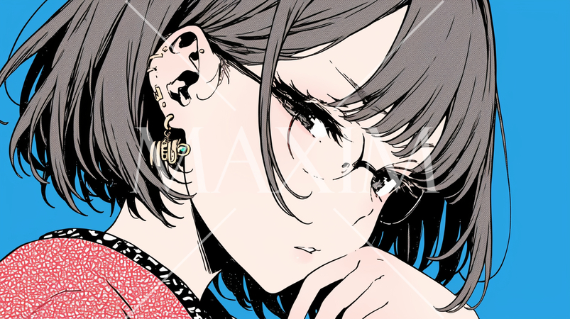 不機嫌そうな顔をしている若い女性