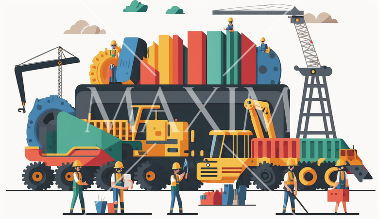 都心のビル建設現場、プロジェクト管理。