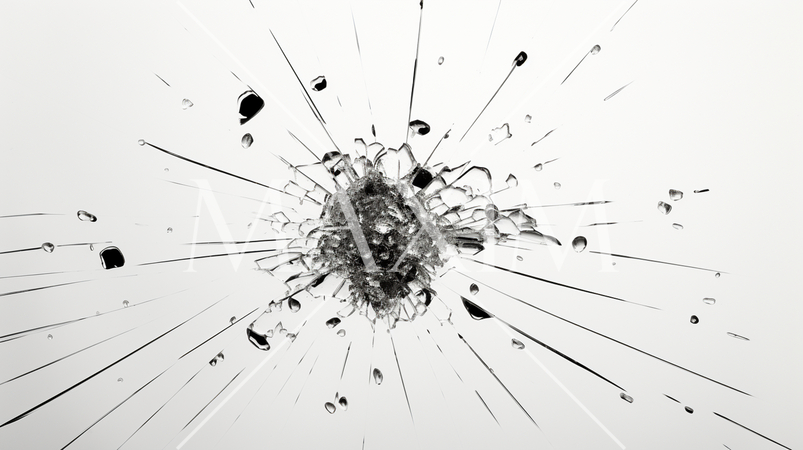 弾痕：ガラスに命中した銃弾の跡