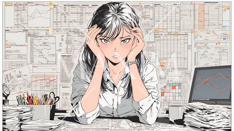 金融市場の急激な変動で頭を抱えている女性