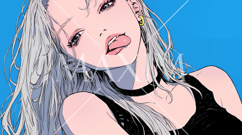 舌を出しておどけている若い女性