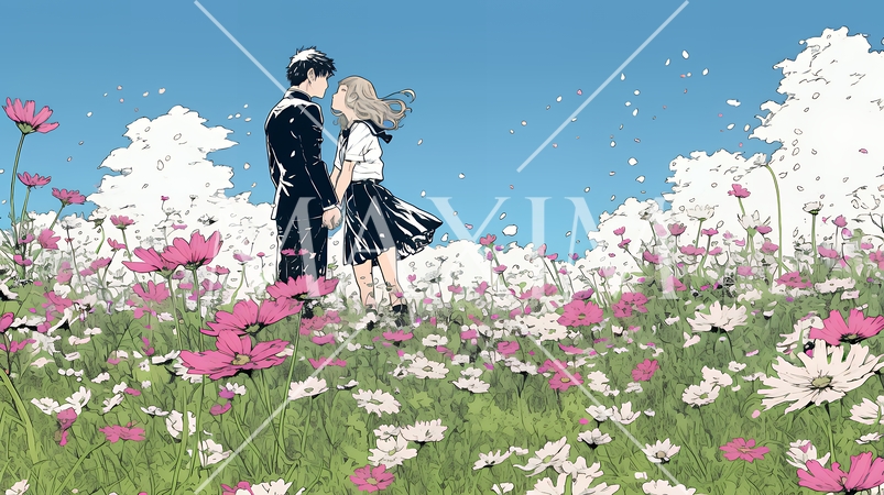 コスモスの園でのウェディング