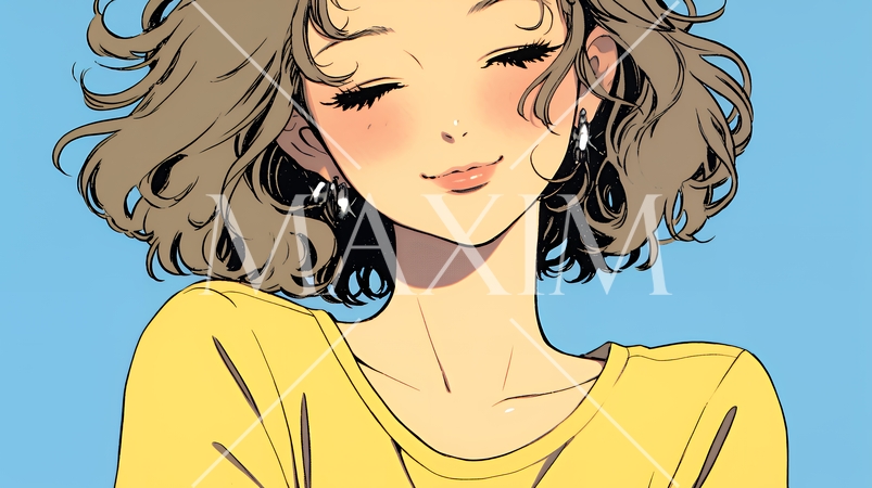 「うふふ」と微笑んでいる若い女性