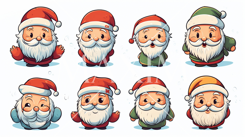 サンタクロースの手書き風アイコンのリファレンスシート