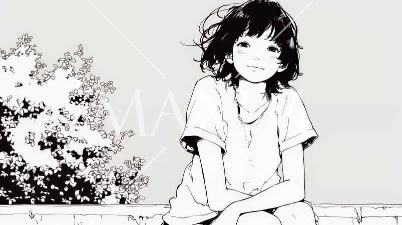 公園のベンチでひとり静かにくつろぐ若い女性（シンプルな色使い）