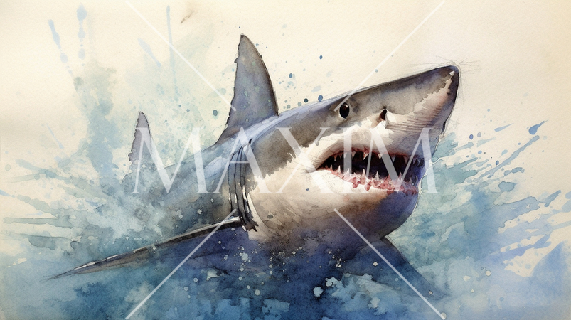 鮫（サメ）-水彩画