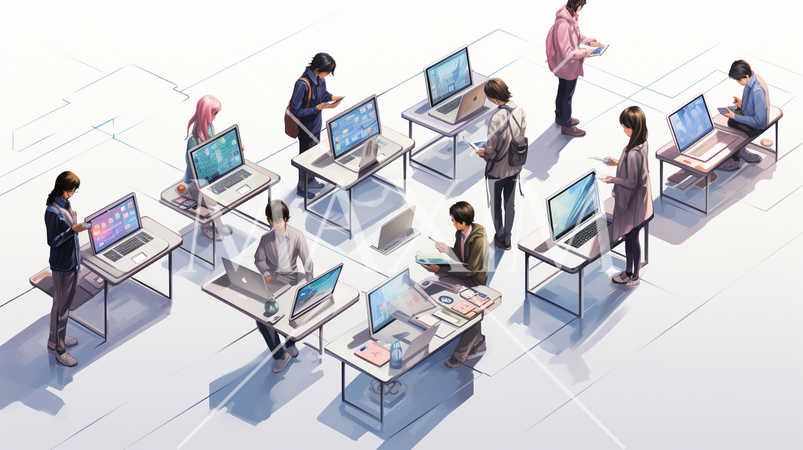 コンピューターと人間の交流：人がデバイスを操作する、情報交換の様子