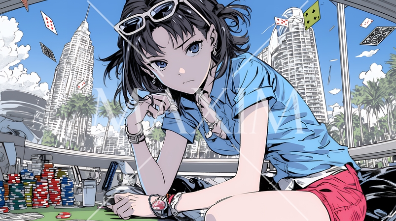 ギャンブル：ギャンブルをしている若い女性