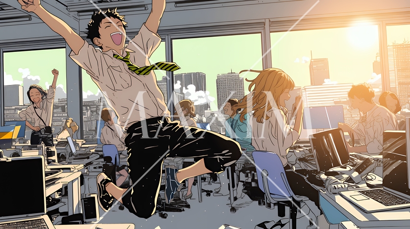 仕事の成功を心から喜んでいるビジネスパーソン