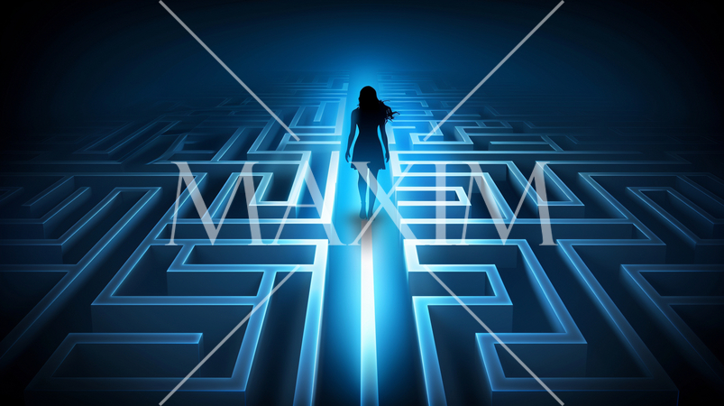 勇往慢心／唯我独尊：女性が脇見も振らずにまっすぐに歩く様子で表現