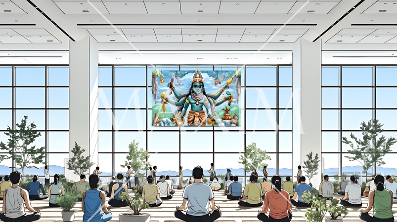 あやしい新興宗教の修行・礼拝場面