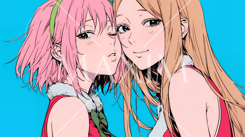 クリスマスファッションの若い女性