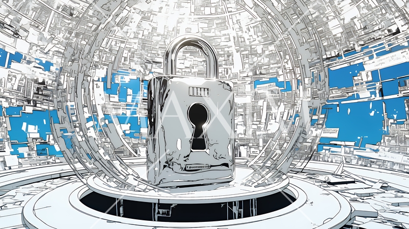 プライバシー・ポリシーやセキュリティー・ポリシーを表す堅牢な門と門番のイメージ