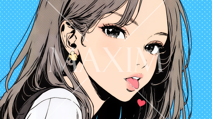 舌をちょっと出して（てへぺろ風）おどけている若い女性