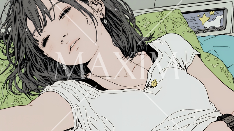 幸せそうな寝顔で眠っている若い女性