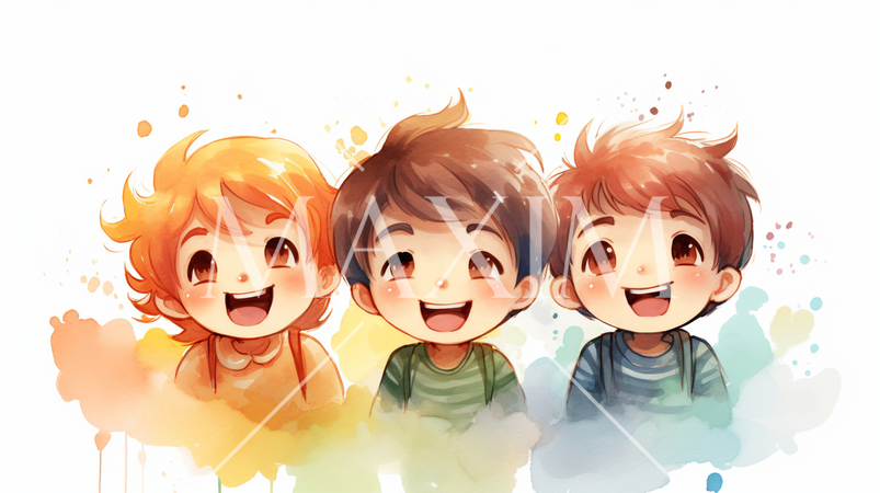 ニコニコ顔で一緒に遊んでいる子供たち