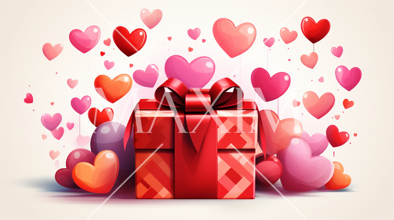 ハートがいっぱいのギフトボックス