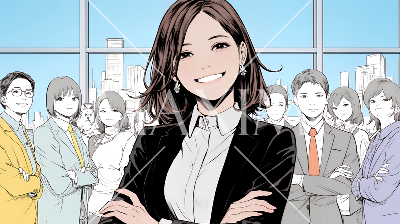 仕事が成功して喜びいっぱいのビジネスパーソン